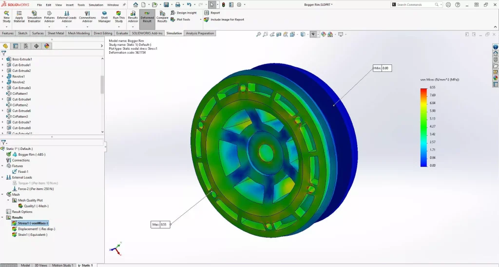 solidworks simulation resultant forces results