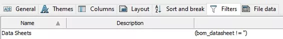 data sheets filters tab