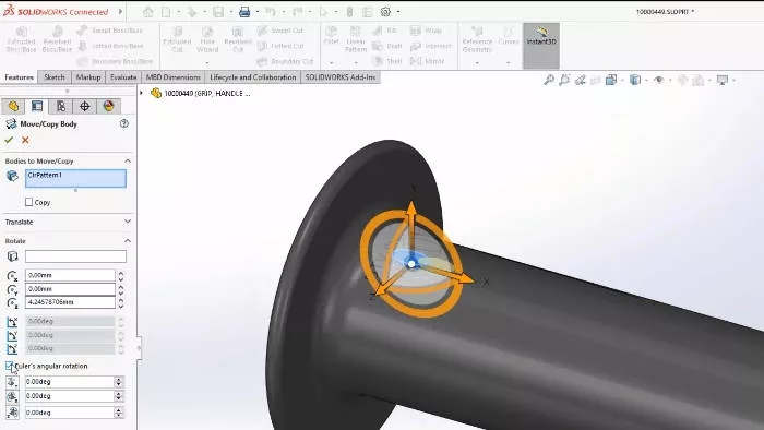 solidworks 2023 move-copy-body-dimensions