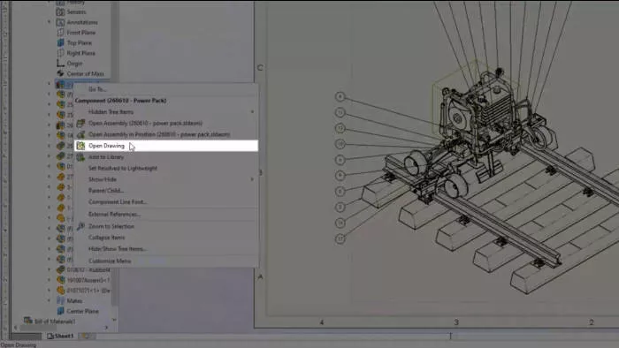 solidworks 2023 open-drawing-from-hierarchy