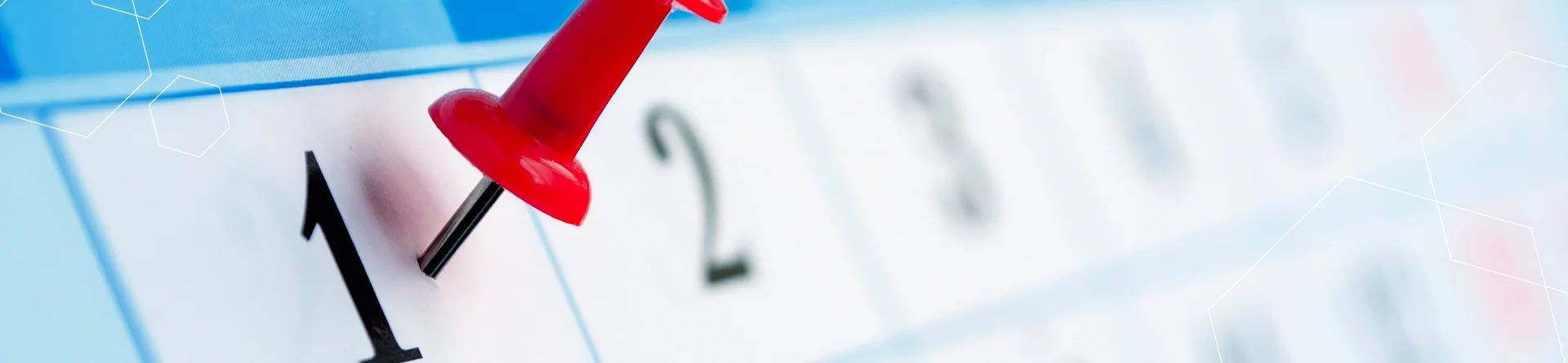 red pin marks the first day of a calendar.