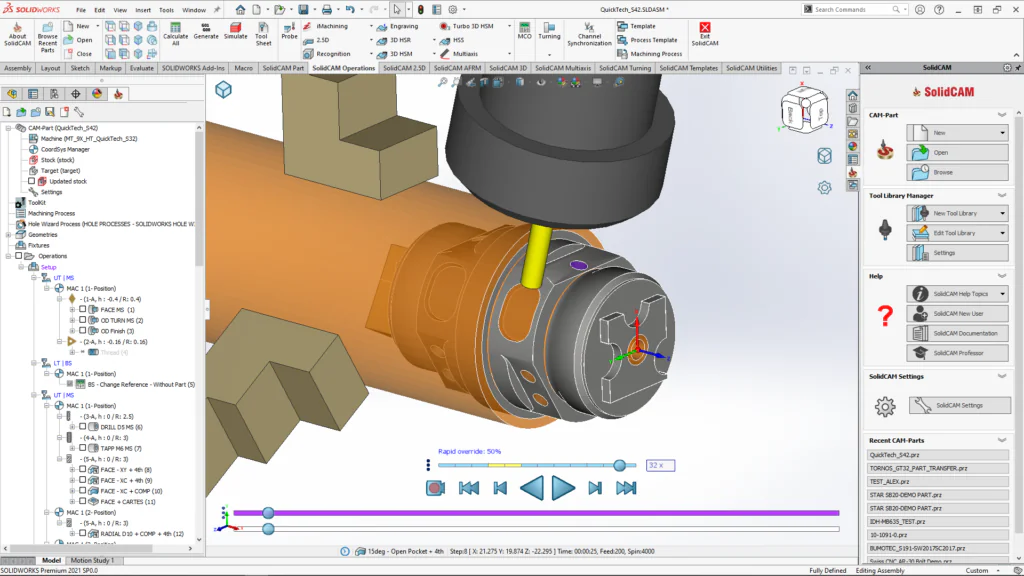 SolidCAM Mill Turn CNC machining ease of use