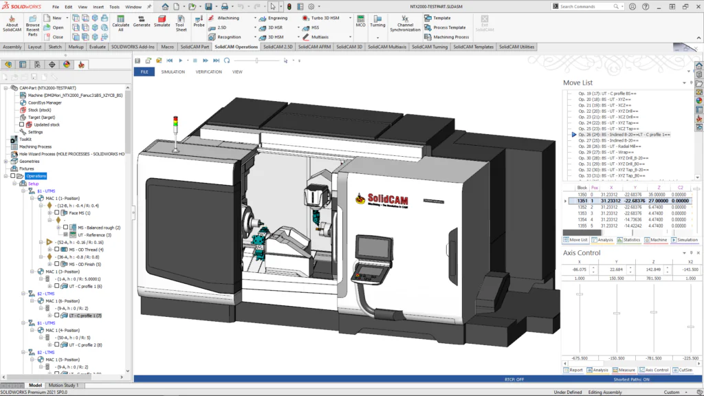 solidcam mill turn cnc machining machine simulation