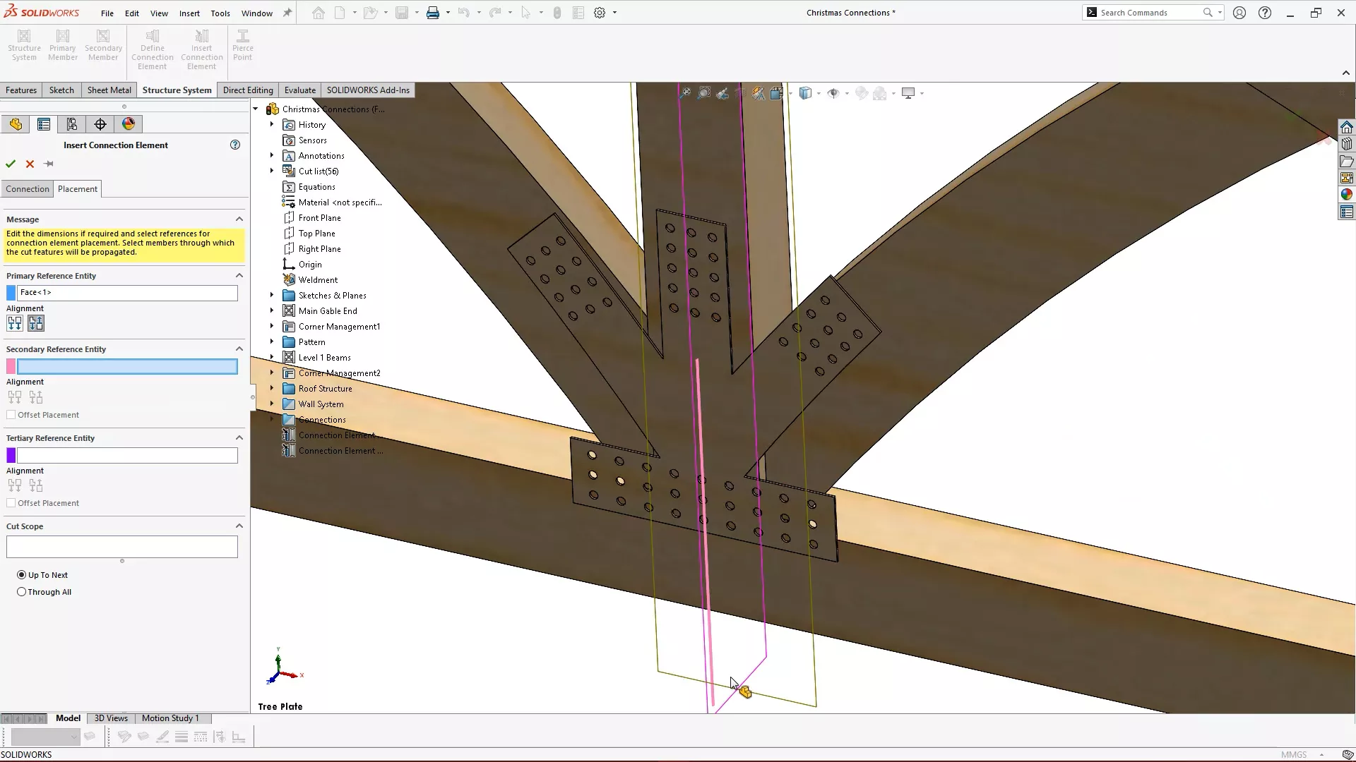 inserting connections in solidworks 2022