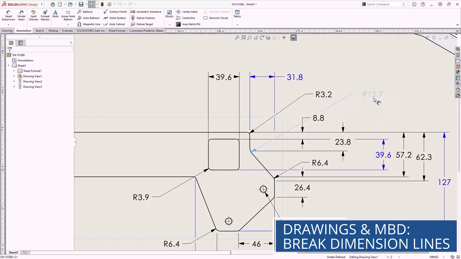 solidworks drawings mbd 2026 improved dimension break