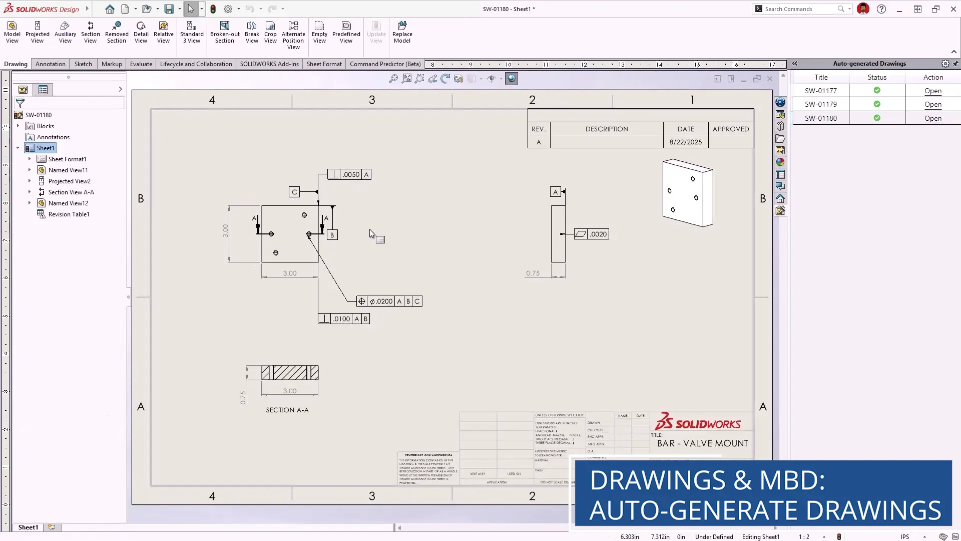 solidworks drawings mbd 2026 intelligent view placement and annotation