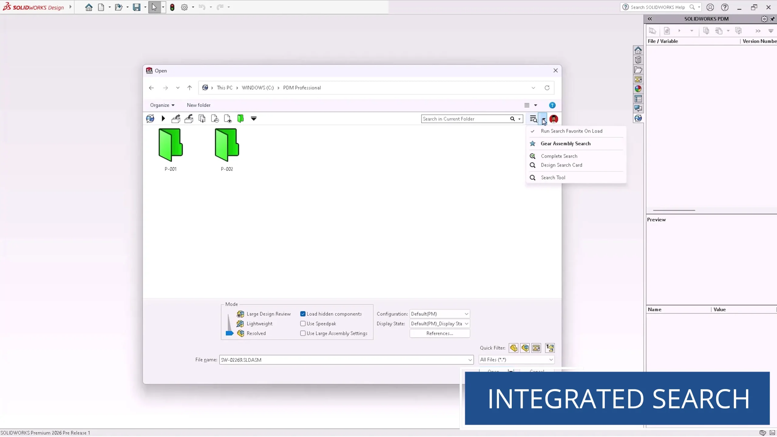 solidworks pdm 2026 enhanced search interface scaled