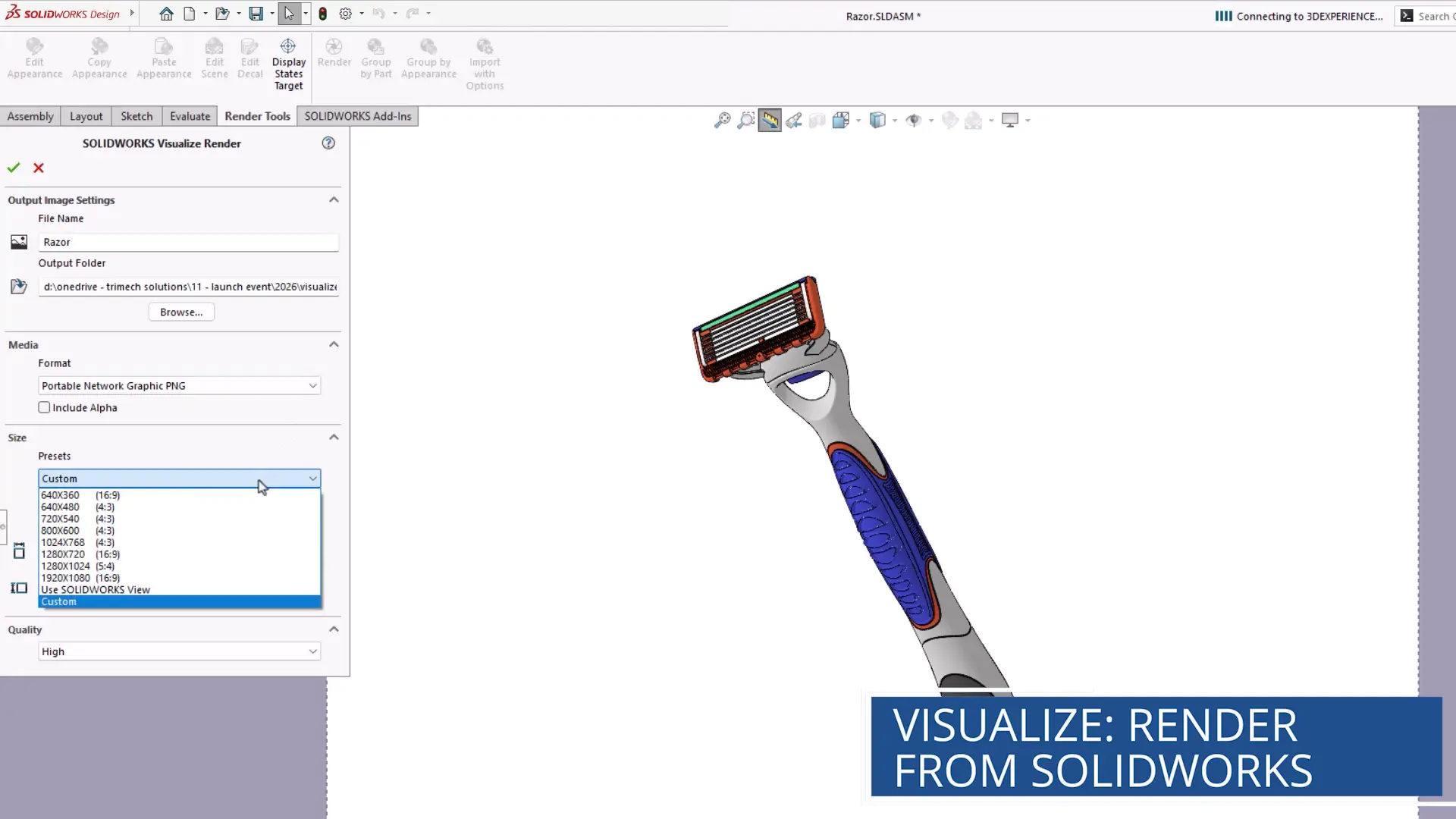 solidworks visualize 2026 one click rendering