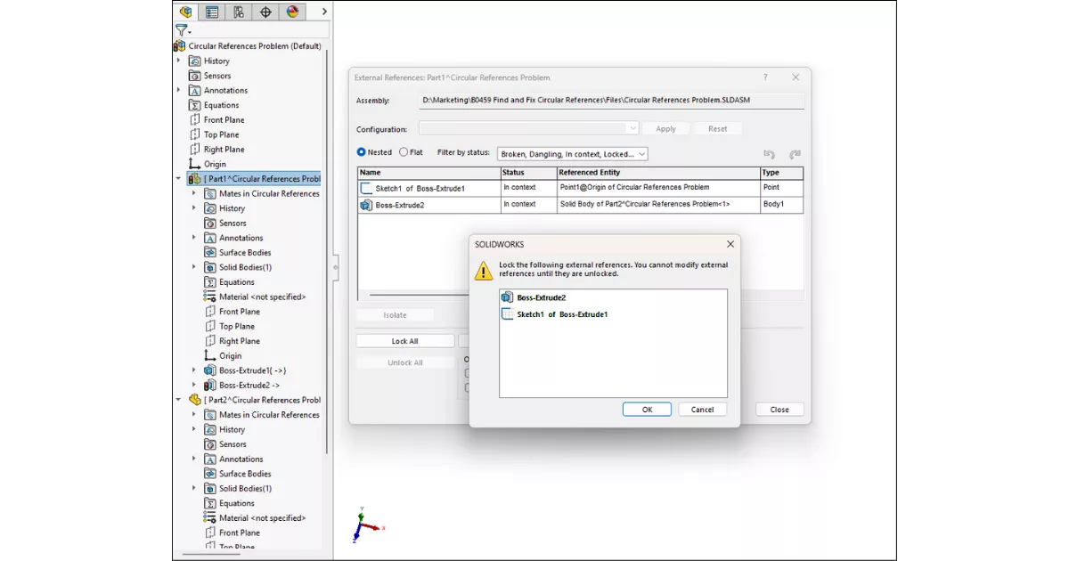 the infinite loop? how to find and fix circular references in solidworks 5 the infinite loop. how to find and fix circular references in solidworks 5