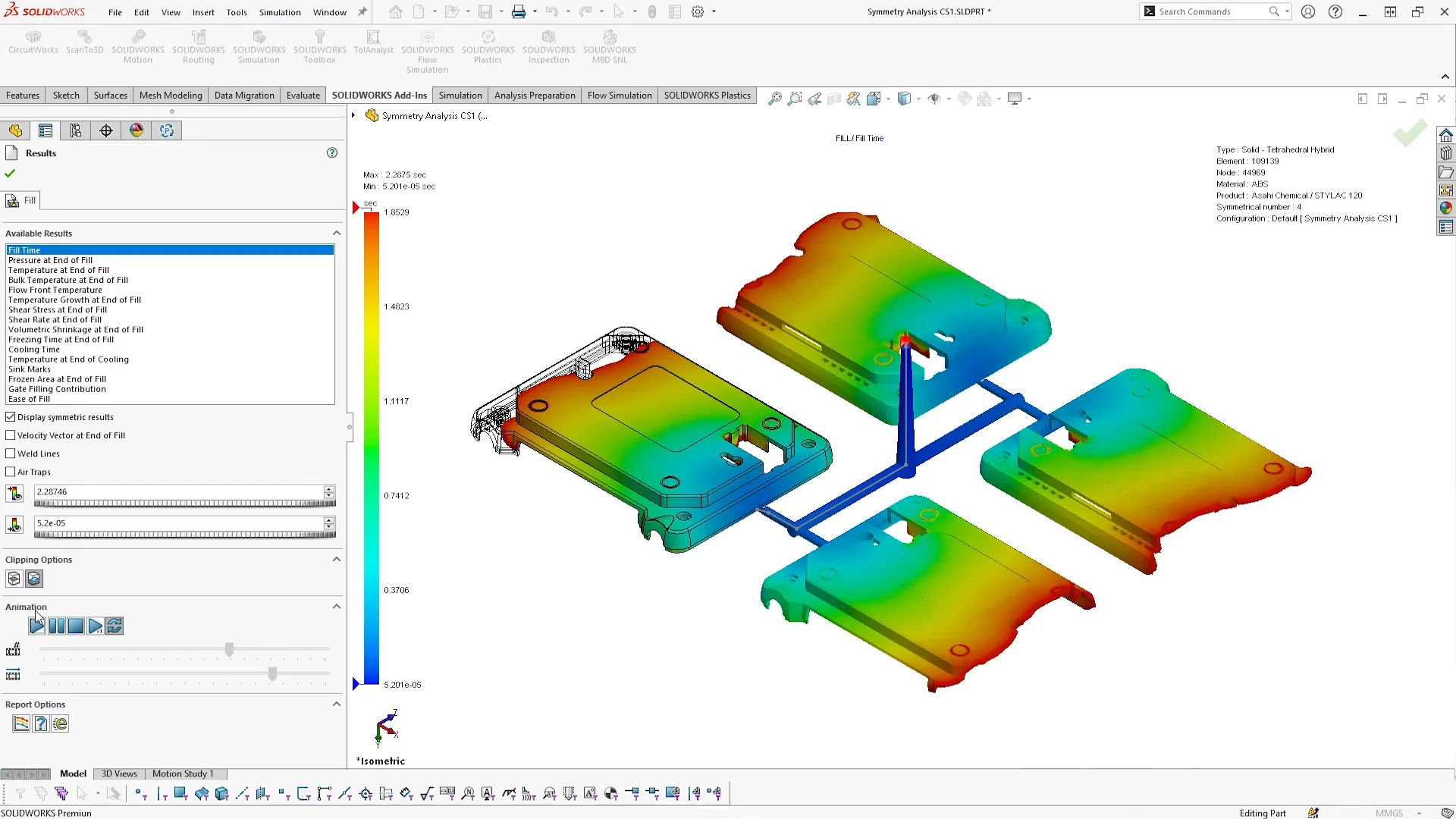 solidworks-plastics-symettry-fill-analysis