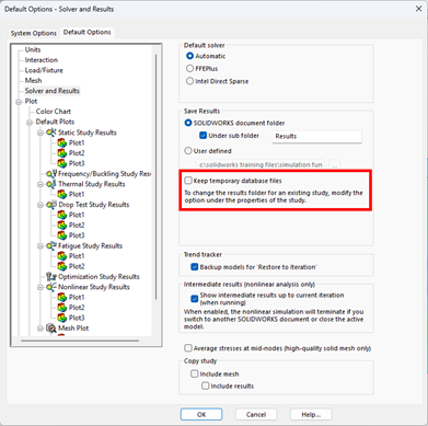 best practices for storing solidworks simulation results 9 disabling temporary database files