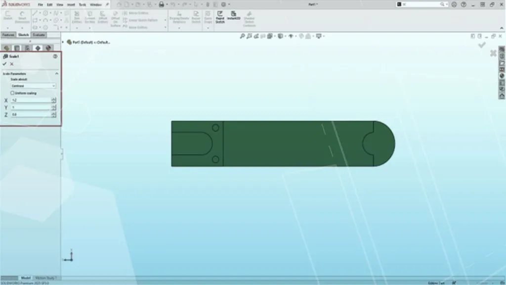 How to scale a part in solidworks