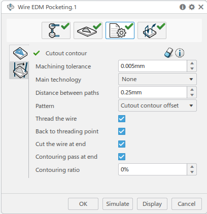 Wire EDM pocketing strategy tab