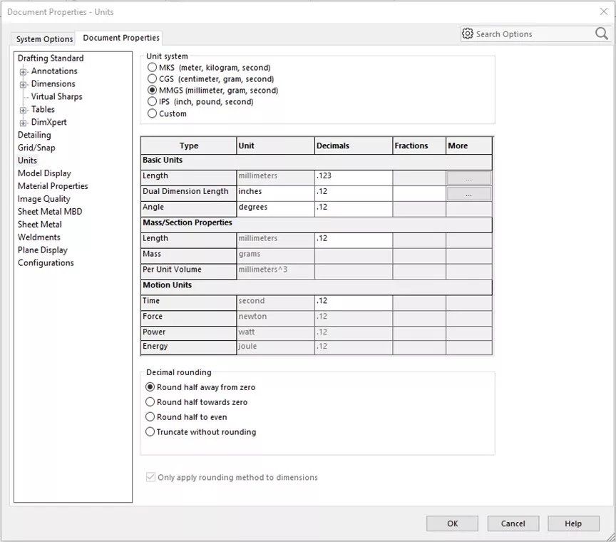 solidworks tips: how to change units in solidworks 1 01 doc props