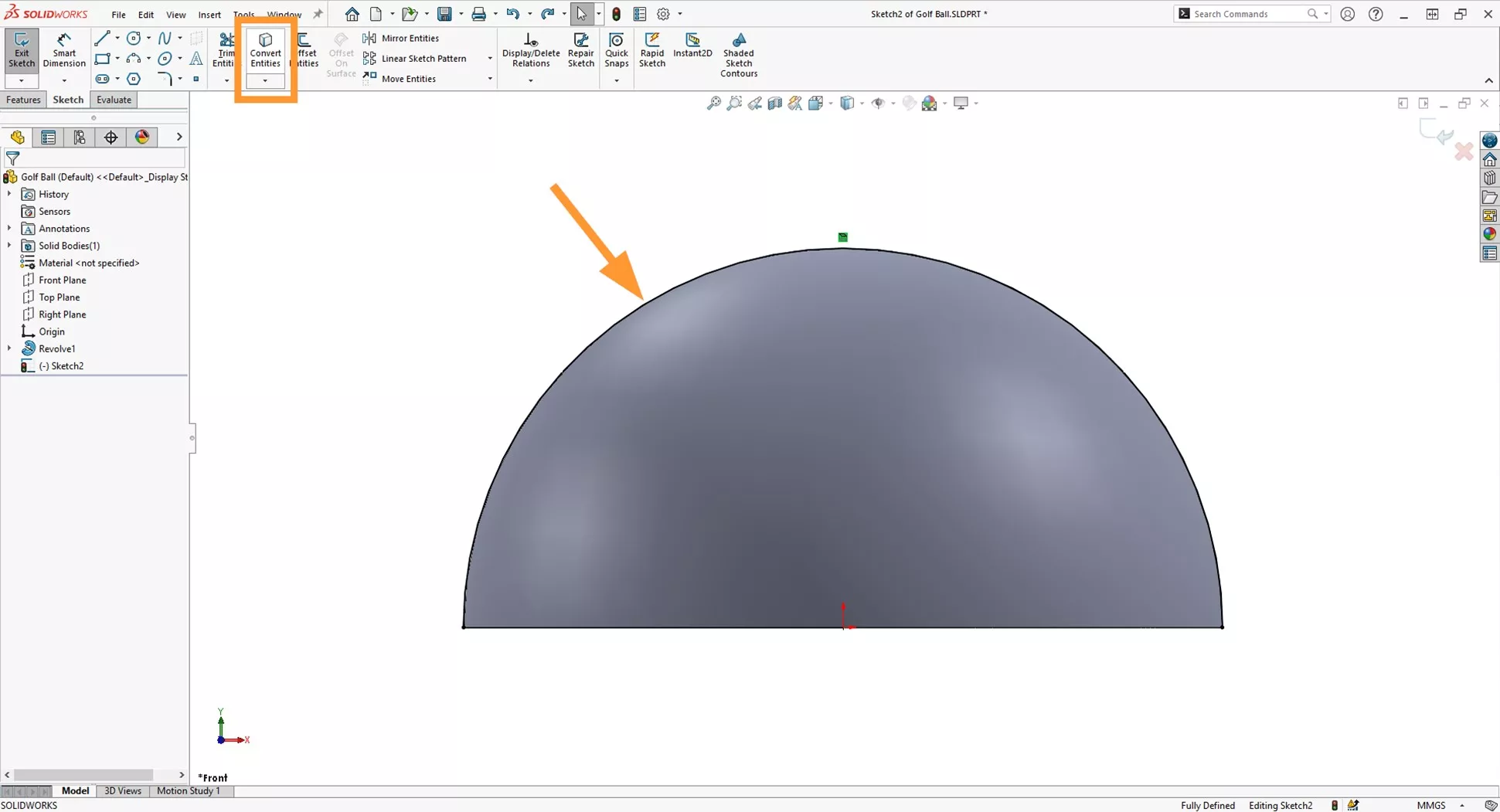 ryder cup 2023: how to model a golf ball in solidworks 4 03 convert entities