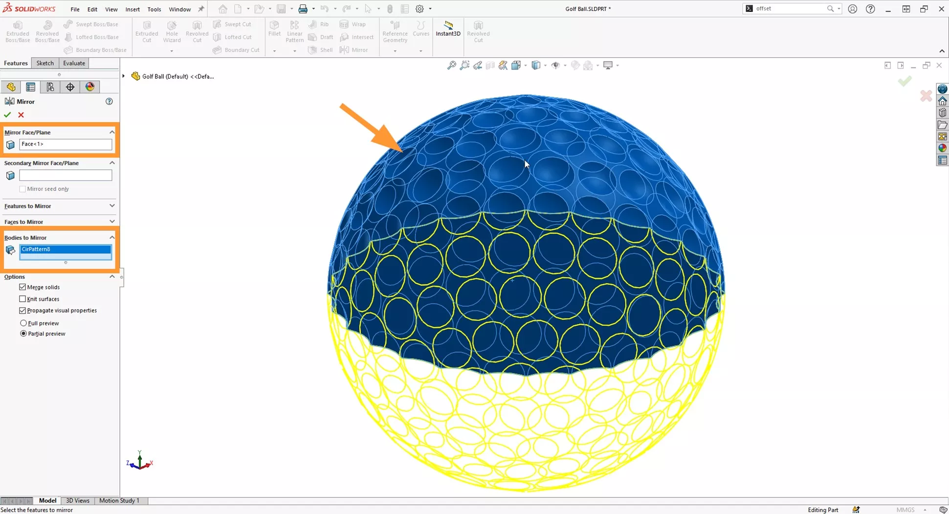 ryder cup 2023: how to model a golf ball in solidworks 13 12 mirror