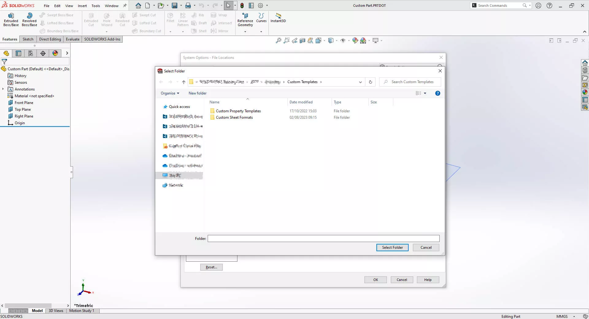 solidworks tips: how to create part templates in solidworks 11 11 folder location