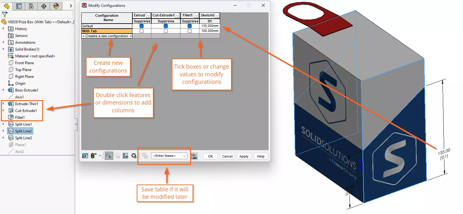 a simple guide to using configurations in solidworks parts and assemblies 6 6