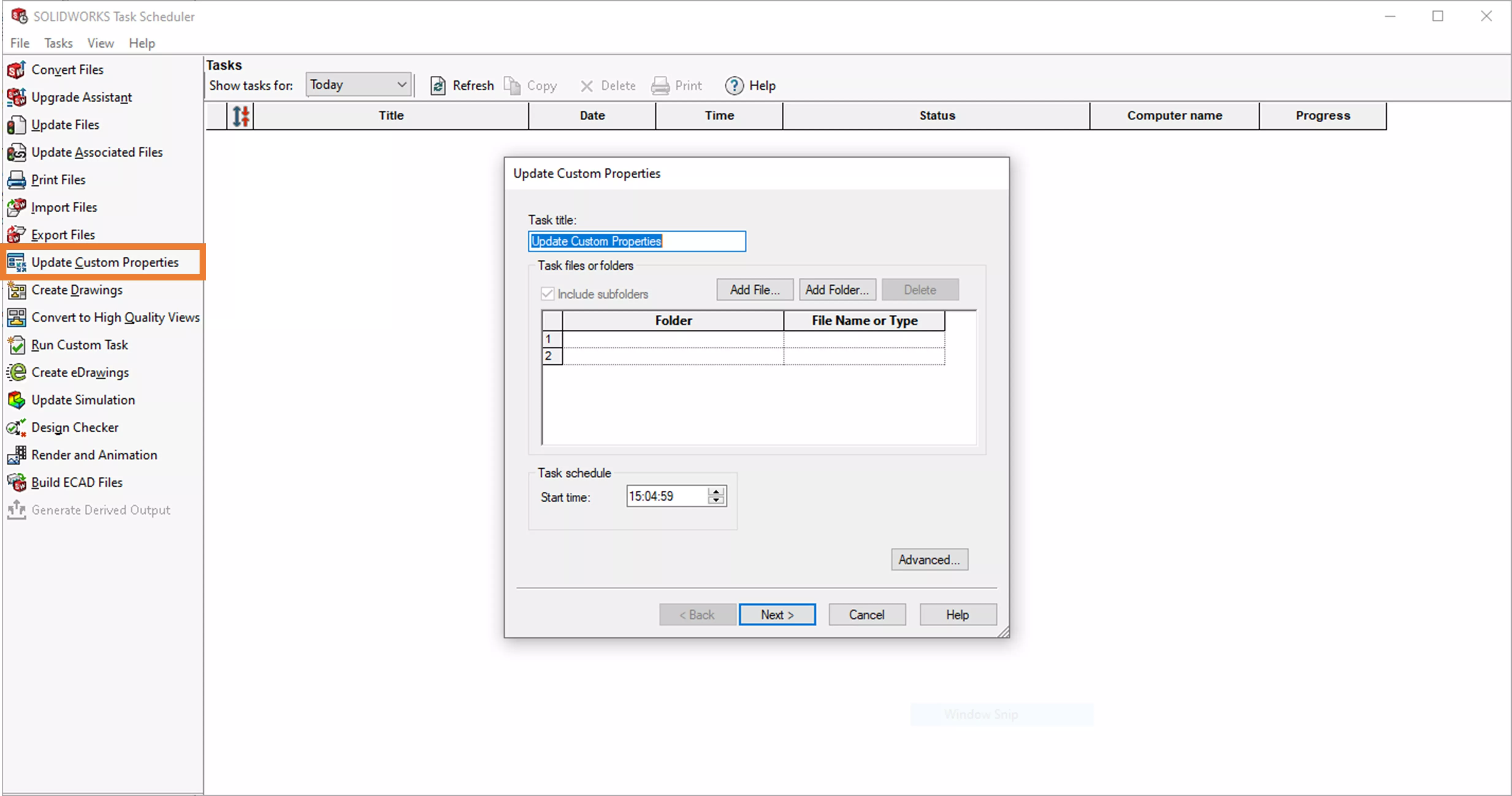 05 solidworks task scheduler