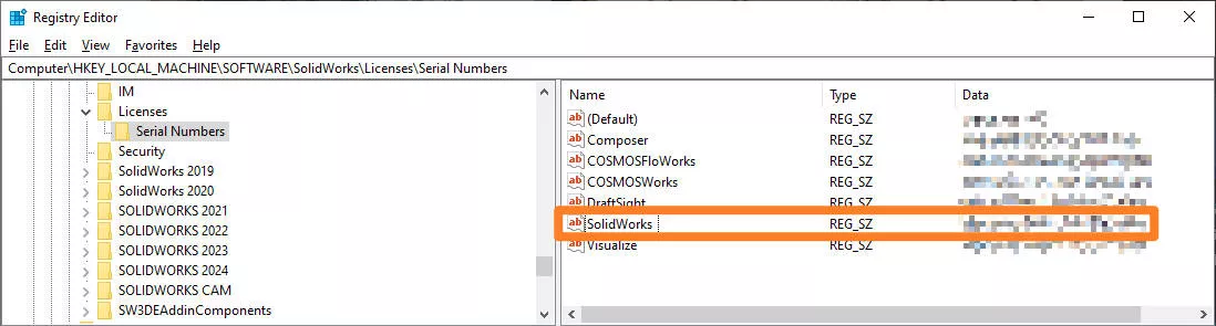 how to find your solidworks serial number or license key 5 03 registry serial
