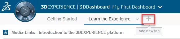3d experience - dashboard creation 2 addnewtab