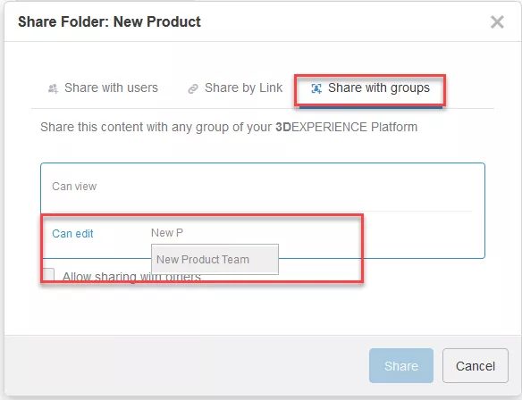 3d experience - dashboard creation 14 sharefoldernewproduct