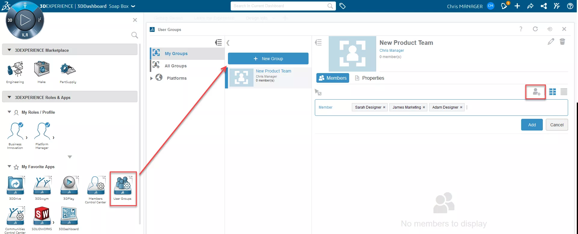 3d experience - dashboard creation 13 usergroups