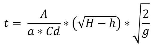 tank drainage using free surface - solidworks flow simulation 3 tankempytingequation