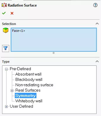 task bar, radiative surface, symmetry