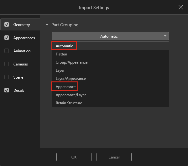 2021 visualize import settings