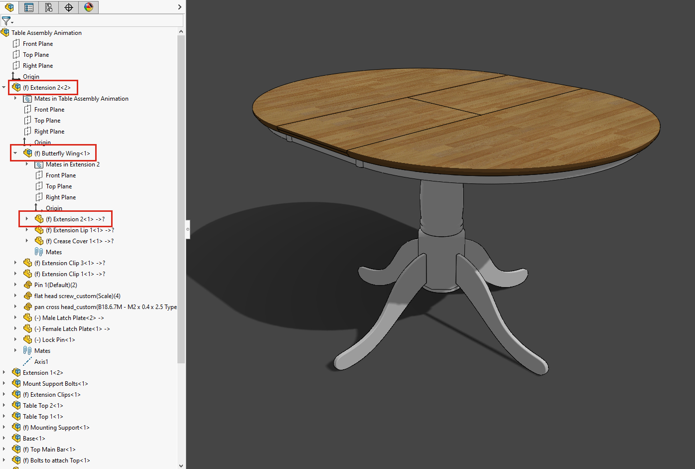 extending table solidworks