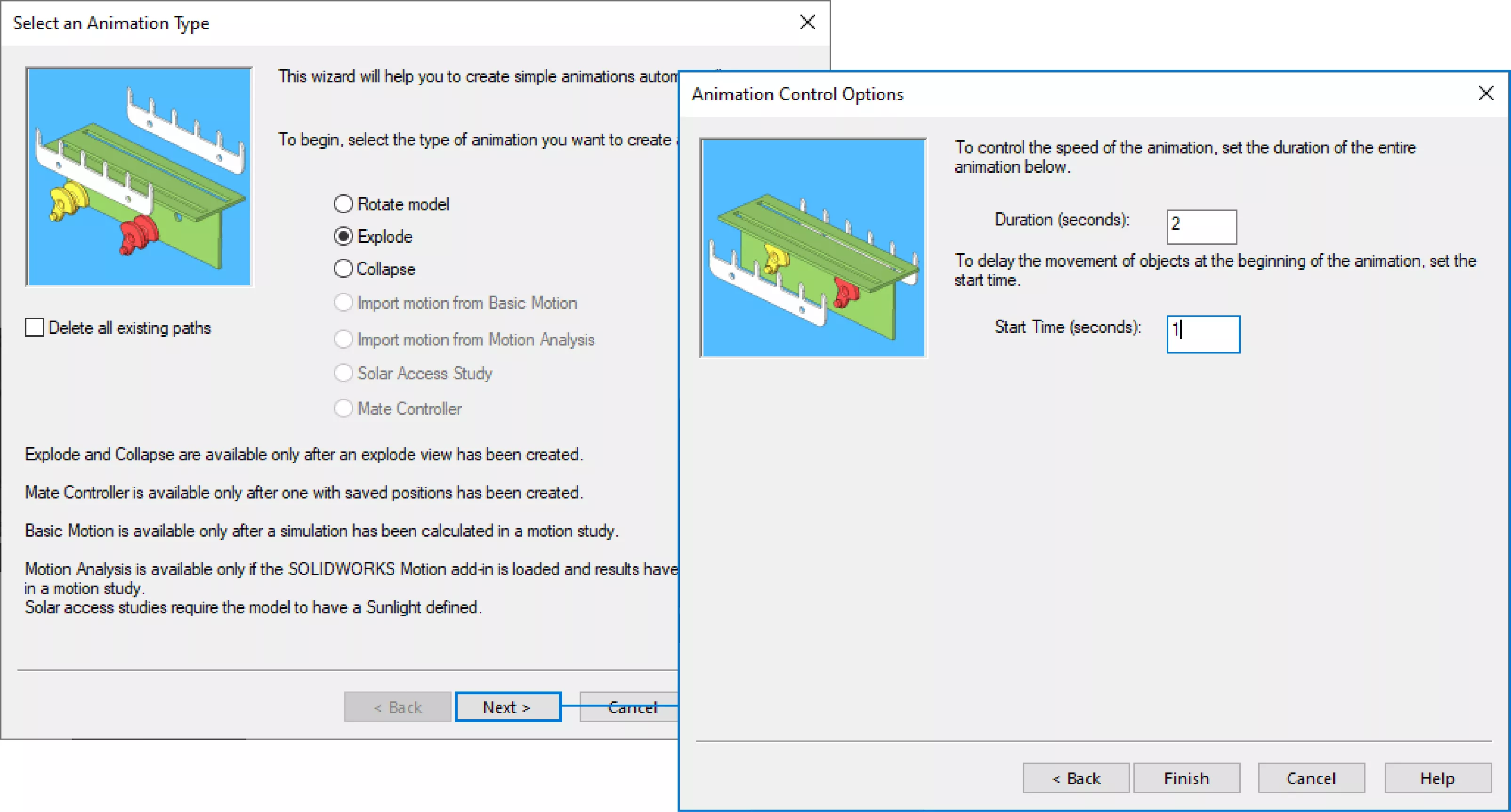 8 animation wizard controls